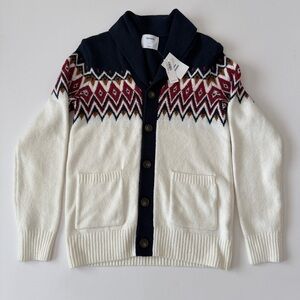 Old Navy Shawl Collar Sweater Men’s Small Nordic Fair Isle Cardigan Cabincore